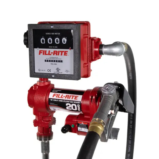 Bomba Fill-rite de transferencia de combustible de 12 V CC 20 GPM con medidor y boquilla