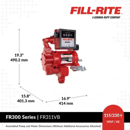 Bomba Fill-rite de transferencia de combustible de 115/230 V CA 35 GPM con medidor y boquilla
